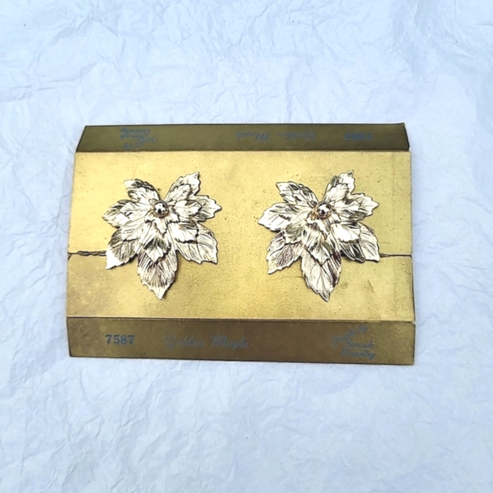 SARAH COVENTRY "GOLDEN MAPLE" EARRINGS - ORIGINAL CARD